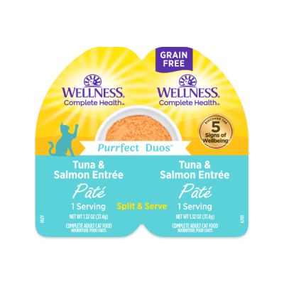 Wellness Complete Health Purrfect Duos Tuna & Salmon Pate Wet Cat Food - 12 x 2.64oz