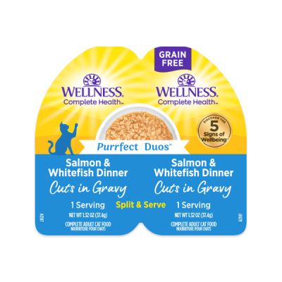 Wellness Complete Health Purrfect Duos Salmon & Whitefish Dinner Cuts in Gravy Wet Cat Food - 12 x 2.64oz