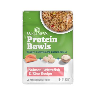 Wellness Protein Bowls Salmon, Whitefish & Rice Recipe Dog Food Pouches - 12 x 6.2oz