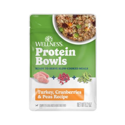 Wellness Protein Bowls Turkey, Cranberries & Peas Recipe Dog Food Pouches - 12 x 6.2oz