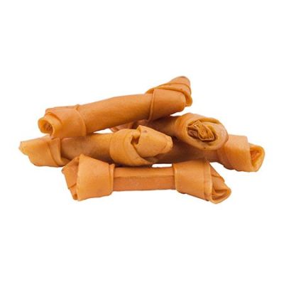 Rollover Small Porkhide Knotted Bones Dog Treat in Bulk Case