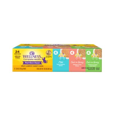 Wellness Complete Health Purrfect Duos Pate & Gravy Variety Pack Wet Cat Food - 12 x 2.64oz
