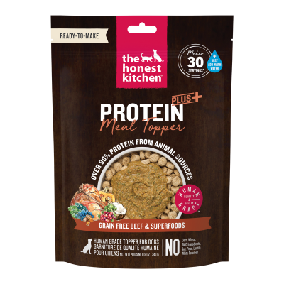 The Honest Kitchen Protein Plus+ Dehydrated Grain Free Beef & Superfoods Dog Food Topper -12 oz 