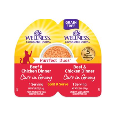 Wellness Complete Health Purrfect Duos Beef & Chicken Dinner Cuts in Gravy Wet Cat Food - 12 x 2.64oz