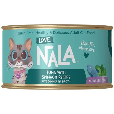 Love Nala Tuna with Spinach Recipe Pate Dinner in Broth Adult Canned Cat Food - 24 x 79g