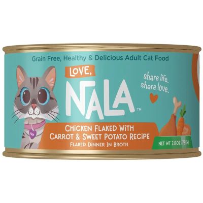 Love Nala Chicken Flaked With Carrot & Sweet Potato Recipe Flaked Dinner in Broth Adult Canned Cat Food - 24 x 79g