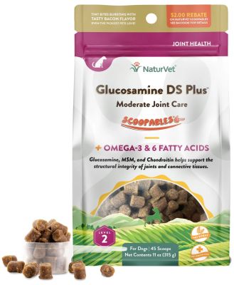 NaturVet Scoopables Glucosamine DS Plus Moderate Joint Care Supplement Soft Chews for Dogs - 45 Scoops