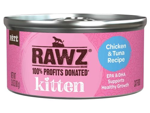 RAWZ Kitten Chicken and Tuna Pate Canned Cat Food - 18 x 2.8oz
