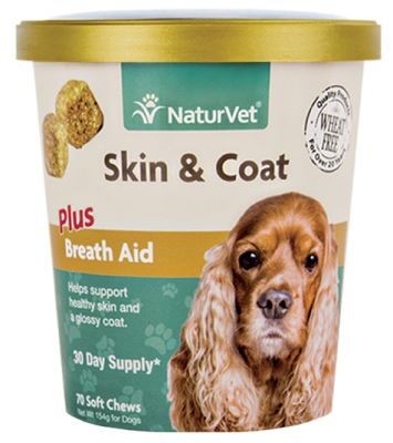 NaturVet Skin & Coat Plus Breath Aid Soft Chew for Dogs