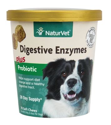 NaturVet Digestive Enzymes Plus Probiotic Soft Chew for Dogs