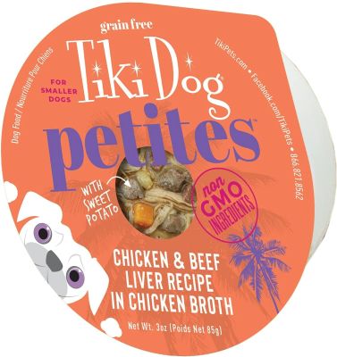 Tiki Dog Aloha Petites Chicken & Beef Liver Recipe in Broth Wet Dog Food - 4 x 3oz