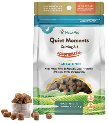 NaturVet Scoopables Quiet Moments Calming Aid + Melatonin Supplement Soft Chews for Cats - 45 Scoops