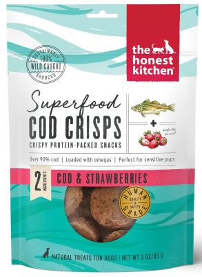 The Honest Kitchen Superfood Cod Crisps Cod & Strawberry Dehydrated Dog Treats - 3oz