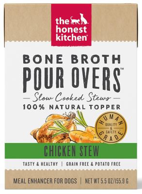 The Honest Kitchen Bone Broth POUR OVERS Chicken Stew Wet Dog Food Topper 12x5.5oz