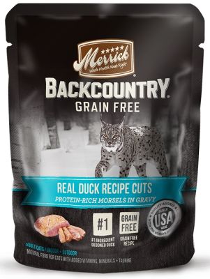Merrick Backcountry Grain-Free Morsels in Gravy Real Duck Recipe Cuts Cat Food Pouches - 24x3oz