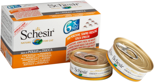 Schesir Chicken With Pumpkin Canned Cat Food 6 x 50g