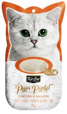 Kit Cat Purr Puree Chicken & Salmon Lickable Cat Treat - 4 x 15g