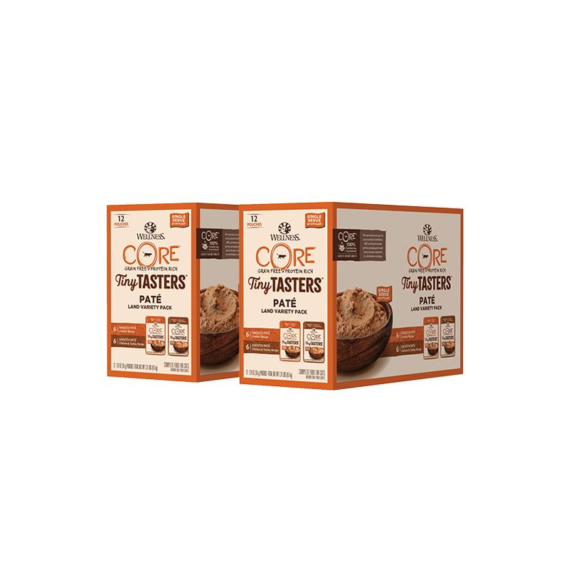 WELLNESS CORE Tiny Tasters Kitten Chicken Grain-Free Minced Wet Cat Food, 1.75-oz Pouch, Case Of