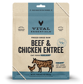 Vital Essentials Beef & Chicken Entree Mini Nibs Freeze Dried Raw Cat Food