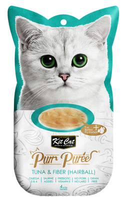 Kit Cat Purr Puree Tuna & Fiber Hairball Control Lickable Cat Treat - 4 x 15g
