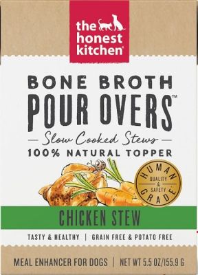 The Honest Kitchen Bone Broth POUR OVERS Chicken Stew Wet Dog Food Topper 12x5.5oz