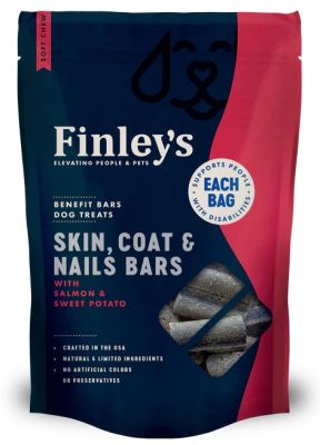 Finley's Skin, Coat & Nails Soft Chew Benefit Bars with Salmon & Sweet Potato Dog Treats