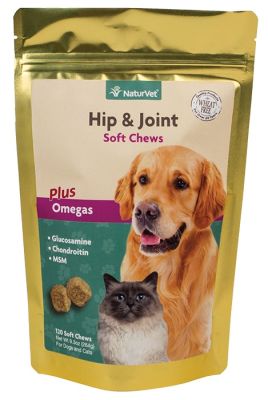 NaturVet Hip & Joint Soft Chews for Dog & Cat 120ct