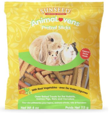 SUNSEED Animalovens Pretzel Sticks Pet Rabbit, Guinea Pig, Rat & Hamster Treats - 4oz 