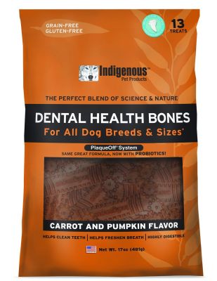 Indigenous Pet Dental Health Bones Carrot & Pumpkin Flavour Dog Treats 17oz