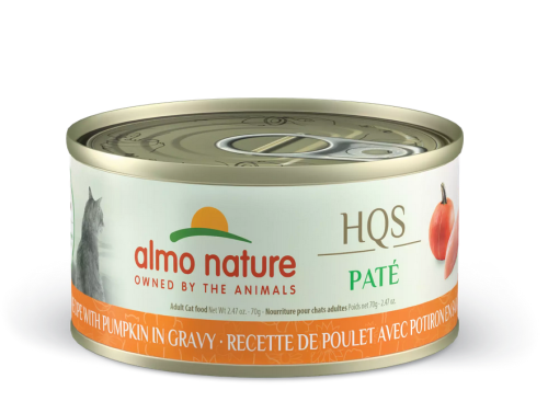 Almo Nature HQS Natural Pate Chicken with Pumpkin in Gravy Grain-Free Canned Cat Food - 24x2.47oz