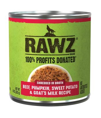RAWZ Shredded Beef, Pumpkin, Sweet Potato and Goat's Milk Canned Dog Food - 12 x 10oz