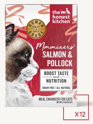 The Honest Kitchen Mmmixers Grain Free Salmon & Pollock Meal Enhancer for Cats-12 x 5.5 oz