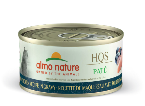 Almo Nature HQS Natural Pate Mackerel & Chicken in Gravy Grain-Free Canned Cat Food - 24x2.47oz