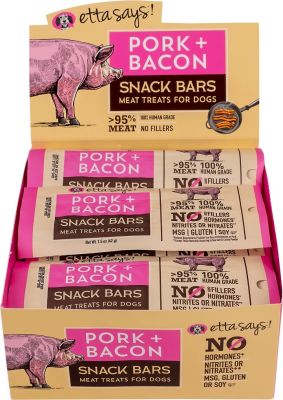 Etta Says! Pork + Bacon Snack Bars Dog Treats, 12 pack per case