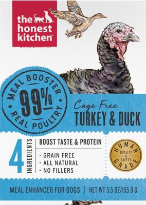 The Honest Kitchen Meal Booster 99% Turkey & Duck Wet Dog Food Topper - 12x5.5oz