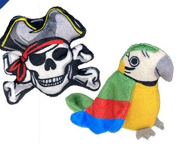 Multipet Margaritaville Pirate Skull & Parrot Cat Toy (2 Pack)