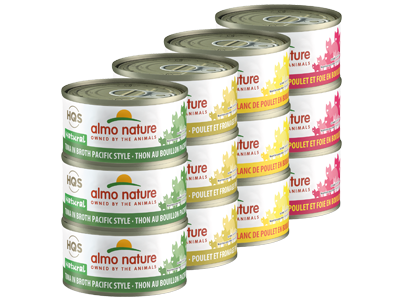 Almo Nature Natural Rotational Pack Tuna, Chicken & Cheese, Chicken Breast Canned Cat Food - 24x2.5oz