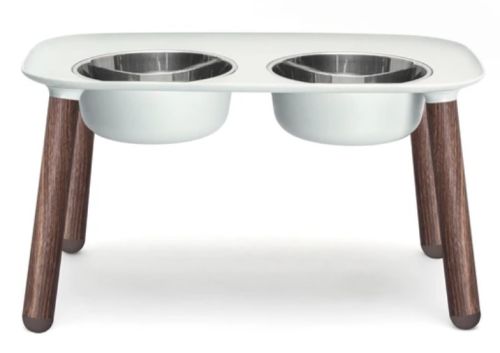 Messy Mutts Elevated Double Feeder with Stainless Bowls for Dogs