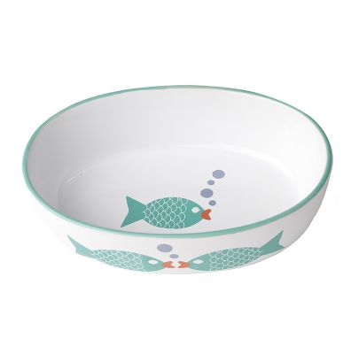 PetRageous Designs Bubble Fish Oval White & Turquoise 6.5"