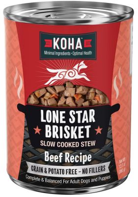 KOHA Lone Star Brisket Slow Cooked Beef Stew Canned Dog Food - 12 x 12.7oz