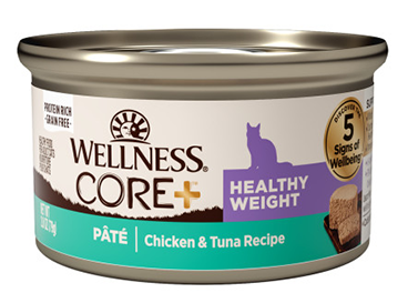 Wellness CORE+ Healthy Weight Grain Free Chicken & Tuna Pate Canned Cat Food - 12 x 2.8oz
