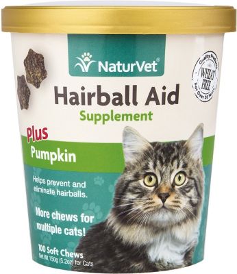 NaturVet Hairball Aid Supplement Plus Pumpkin Soft Chews for Cats