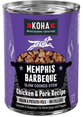 KOHA Memphis Barbeque Slow Cooked Chicken and Pork Stew Canned Dog Food - 12 x 12.7oz