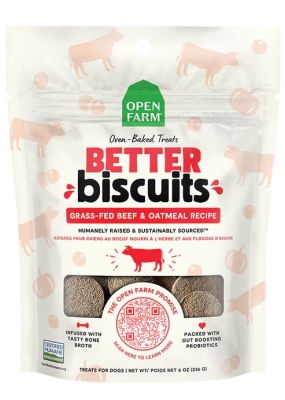 Open Farm Better Biscuits Grass-Fed Beef & Oatmeal Recipe Dog Treat 8oz