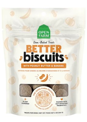 Open Farm Better Biscuits Peanut Butter & Banana Recipe Dog Treat 8oz