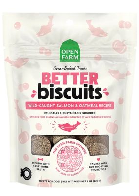Open Farm Better Biscuits Wild-Caught Salmon & Oatmeal Recipe Dog Treat 8oz