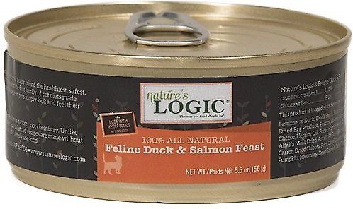 Nature's Logic Grain-Free Feline Duck & Salmon Canned Cat Food 24 x 5.5oz