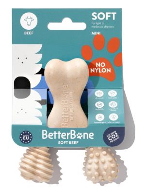 Betterbone Soft Beef Flavour Dog Chew Toys - Perfect for teething puppies, older dogs, light chewers