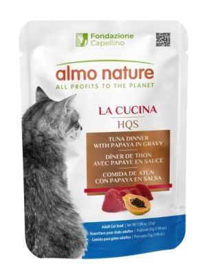 Almo Nature La Cucina HQS Tuna with Papaya in Gravy Grain-Free Adult Cat Food Pouches 24x1.94oz