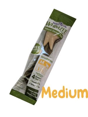 Whimzees Brushzees Dental Dog Treats, Medium, For dogs 25-40 lbs - Sample